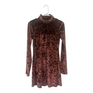 Kimchi Blue Cooper Velvet A-Line Mock Neck Dress